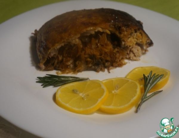 Карп фаршированный капустой и грибами